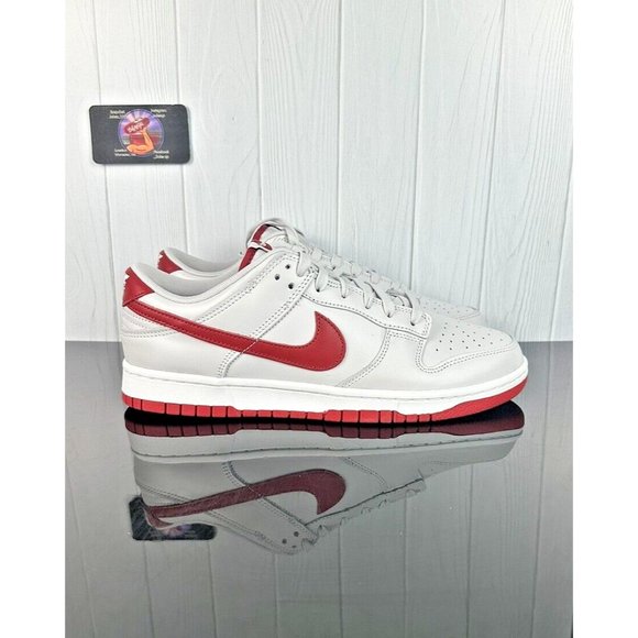 2023 Size 9.5 Men Nike Dunk Low Vast Grey Varsity Red-White  FJ0832-011 new